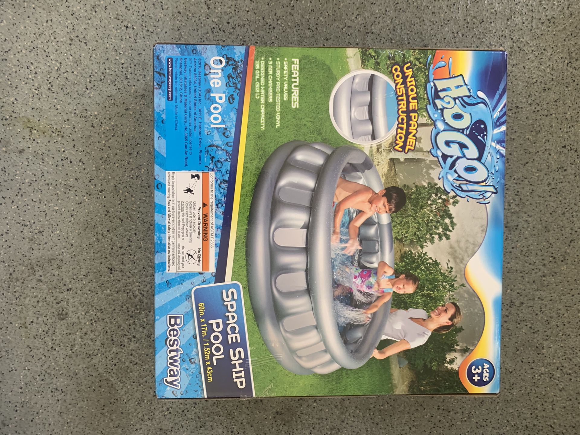H2o Go Inflatable Space Ship Pool Kids 60in. x 17in. 60" x 17" New Bestway