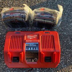 Milwaukee M 18 Forge Rapid Charger And (2) 80 Batteries