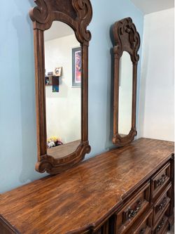 Wood dresser w/ mirrors