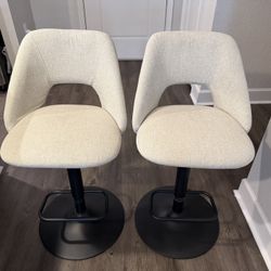 Tan Swivel Adjustable Height Bar Stools Set of 2 