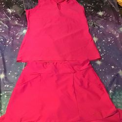 Tzu Tzu Hot Pink Outfit Skort Size Small & Shirt Medium 