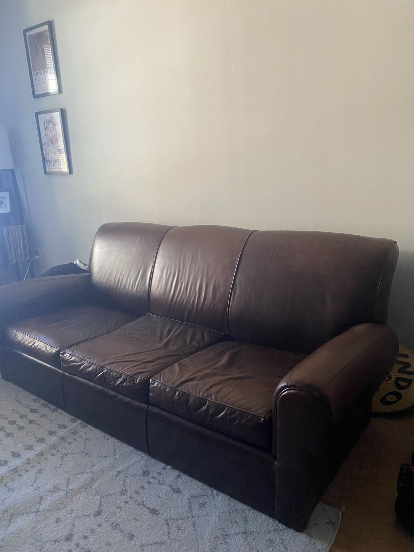 Pottery Barn Leather Couch + Recliner