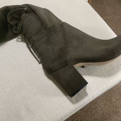 Suede Green Thigh High Boots 