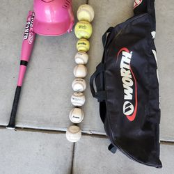 Kids Baseball Bat And Helmet With Bag And Balls