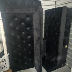 Black Velvet Studded Couch - Two Piece Set