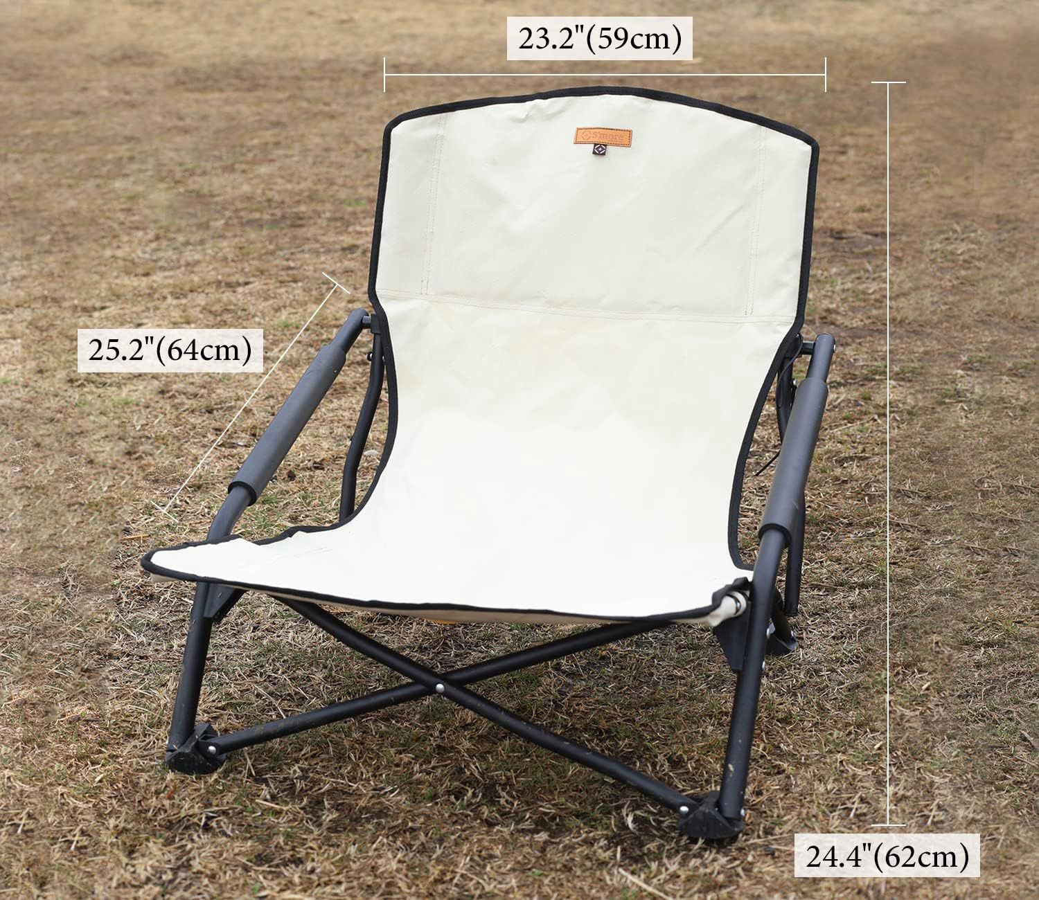 Brand New Low Beach Chairs with Carry Bag, Camping Chair with Padded Armrests, Lightweight Folding Chairs for Camping, Hiking, Backpacking, Picnicking