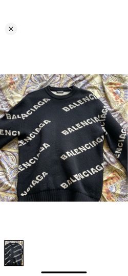Balenciaga Allover Logo Knit Sweater