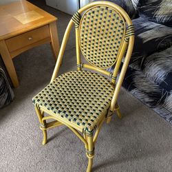 Brown and Black Woven Rattan Bistro Chair