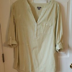 J.Jill Yellowish-Green Striped Tunic Shirt Size: M
