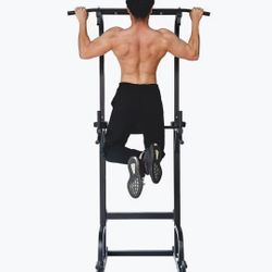 Power Tower Pull Up Bar & Dip Station, Multi-Function Strength Training Equipment for Home Gym
