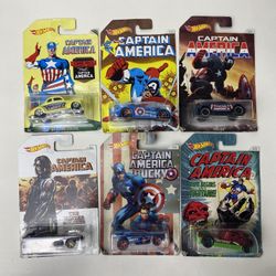 Hot Wheels Captain America Set of 6 2015 NEW Unopened
