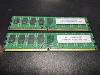 Set of (2) ACI 128x64800/667; 1GB DDR2 800/667MHz DIMM; Desktop Memory