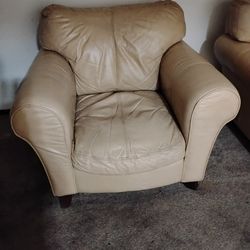 Italian Leather Sofa Chair And Ottoman