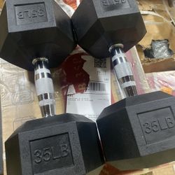 New Pair Of 35 Dumbbells
