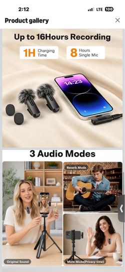 new in box! Wireless Lavalier Mini Microphone for iPhone, Android, 2 Pack Clip on Mini Mic with USB-C & Lightning, 2-in-1 Noise Reduction Lapel Mic fo