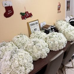 8 HUGE flower balls + 1 Long Flower Puff For Wedding