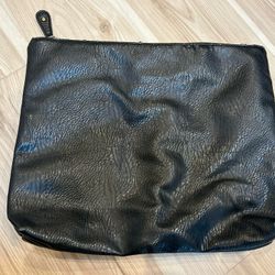 Free People Black Faux Leather Large Clutch Bag