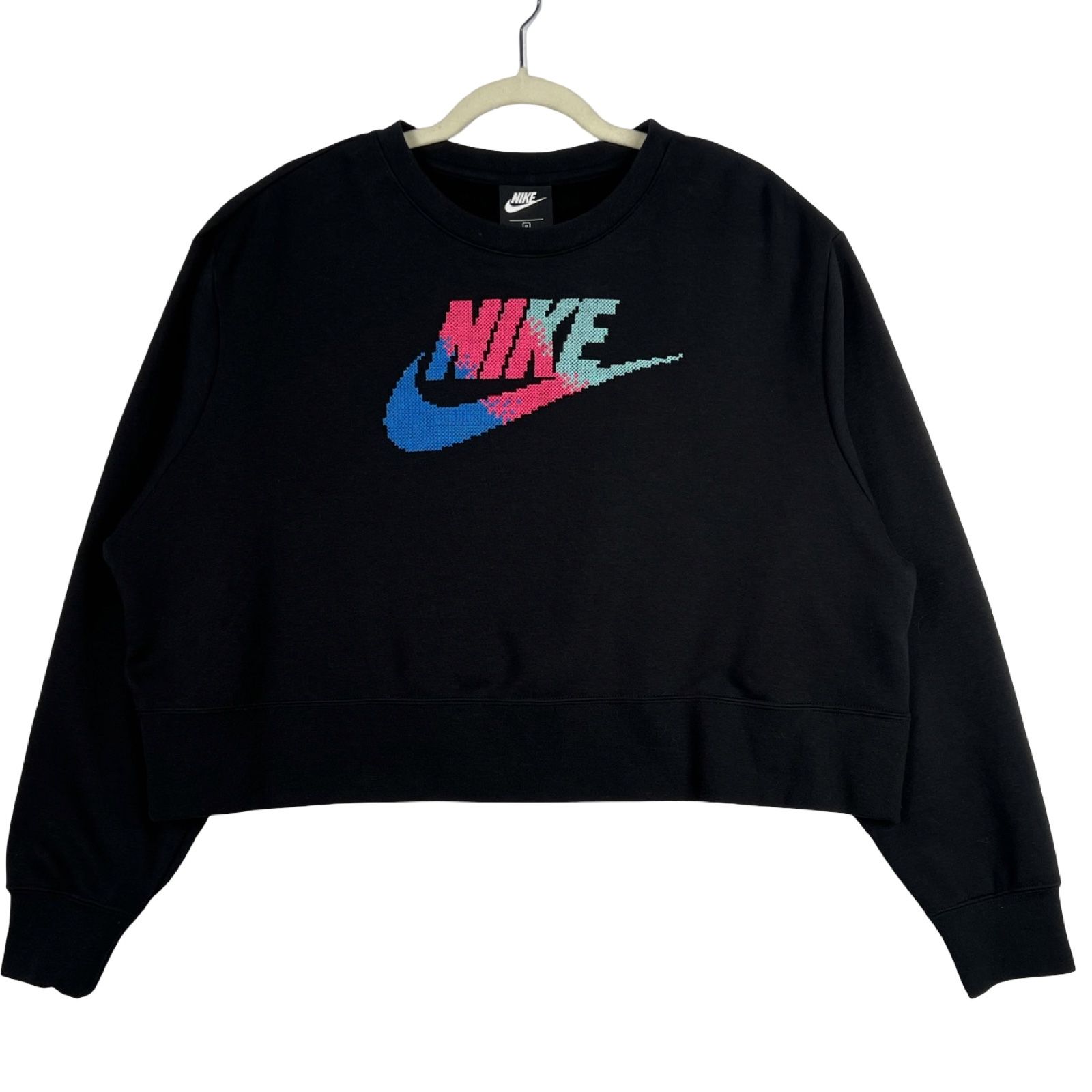 Nike women's Fleece Crewneck cropped Sweatshirt - 1X - Black