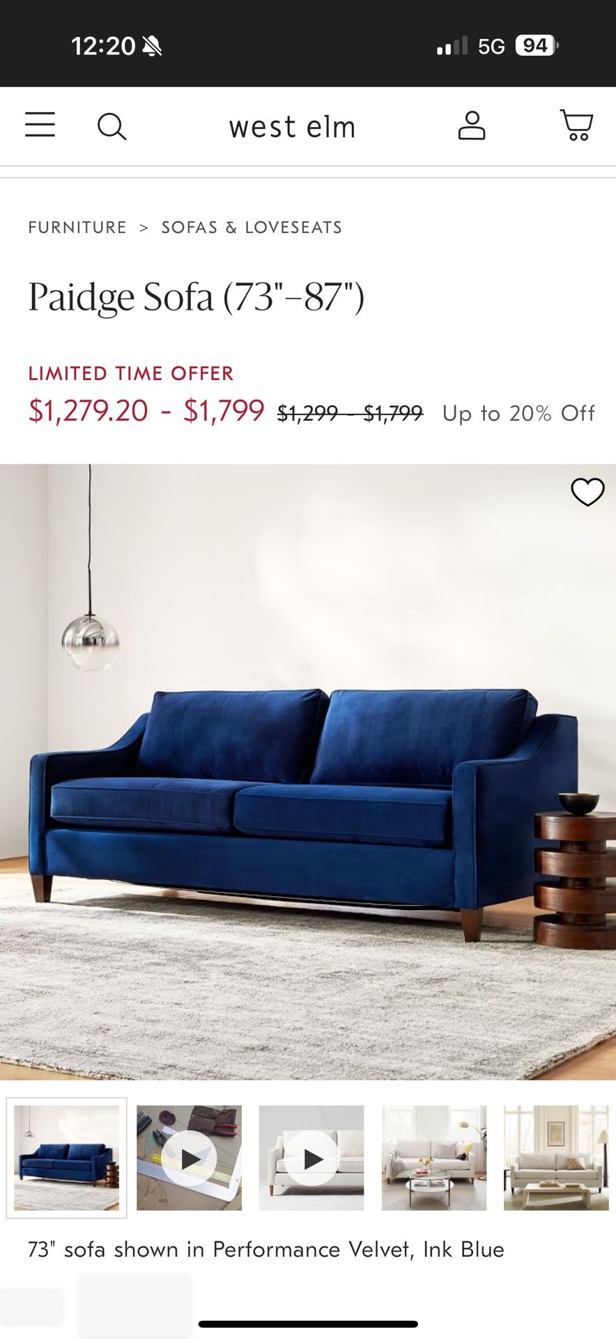 West Elm Paidge Sofa