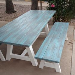 Kitchen table with two benches,custom made, Normally $1,200 On Sale Now For $975