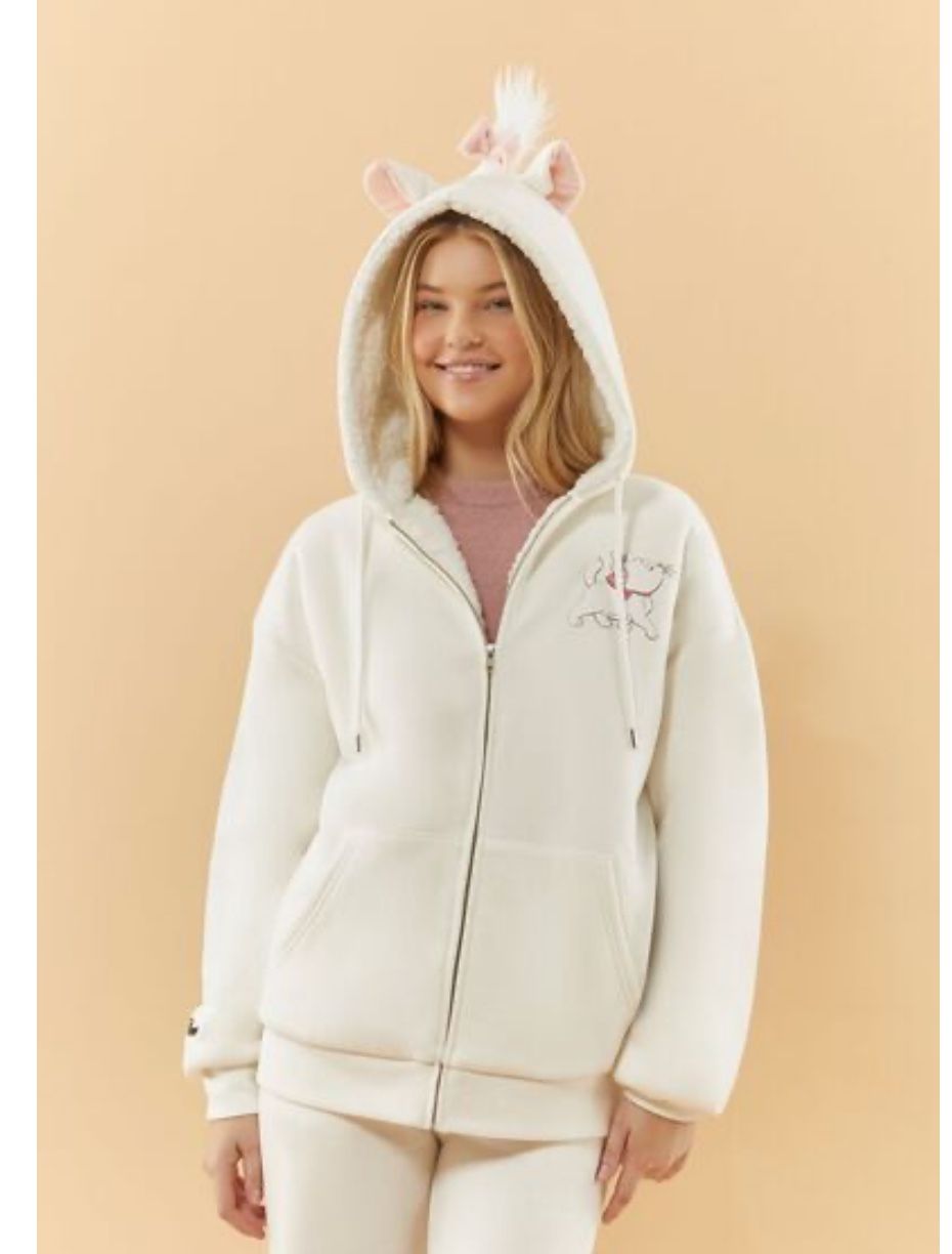 NEW Forever 21 Disney Aristocats Marie Hoody Small Faux Shearling NWT Sweatshirt