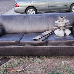 Free Faux Leather Couch Pull-Out Queen Bed