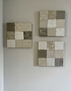 Signed Abstract Textured Neutral Artwork by Sarah Brooke