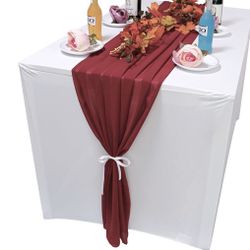 3 Pack Chiffon Table Runner, Wedding Table Runner 120 Inches Long 10ft Sheer Wedding Shower Decor 29x120 Inches Table Runners For Wedding Engagement P