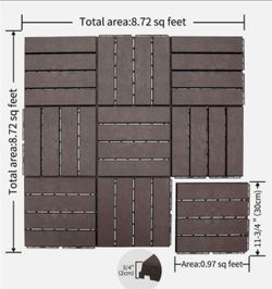 27 Pcs Plastic Interlocking Deck Tiles Outdoor Flooring Waterproof Pavers for Patio Garden Porch Yard, Dark Brown