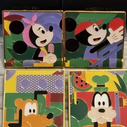 Disney Mickey Minnie Pluto Goofy Artwork Artistic Enamel Metal Pin Combo Set