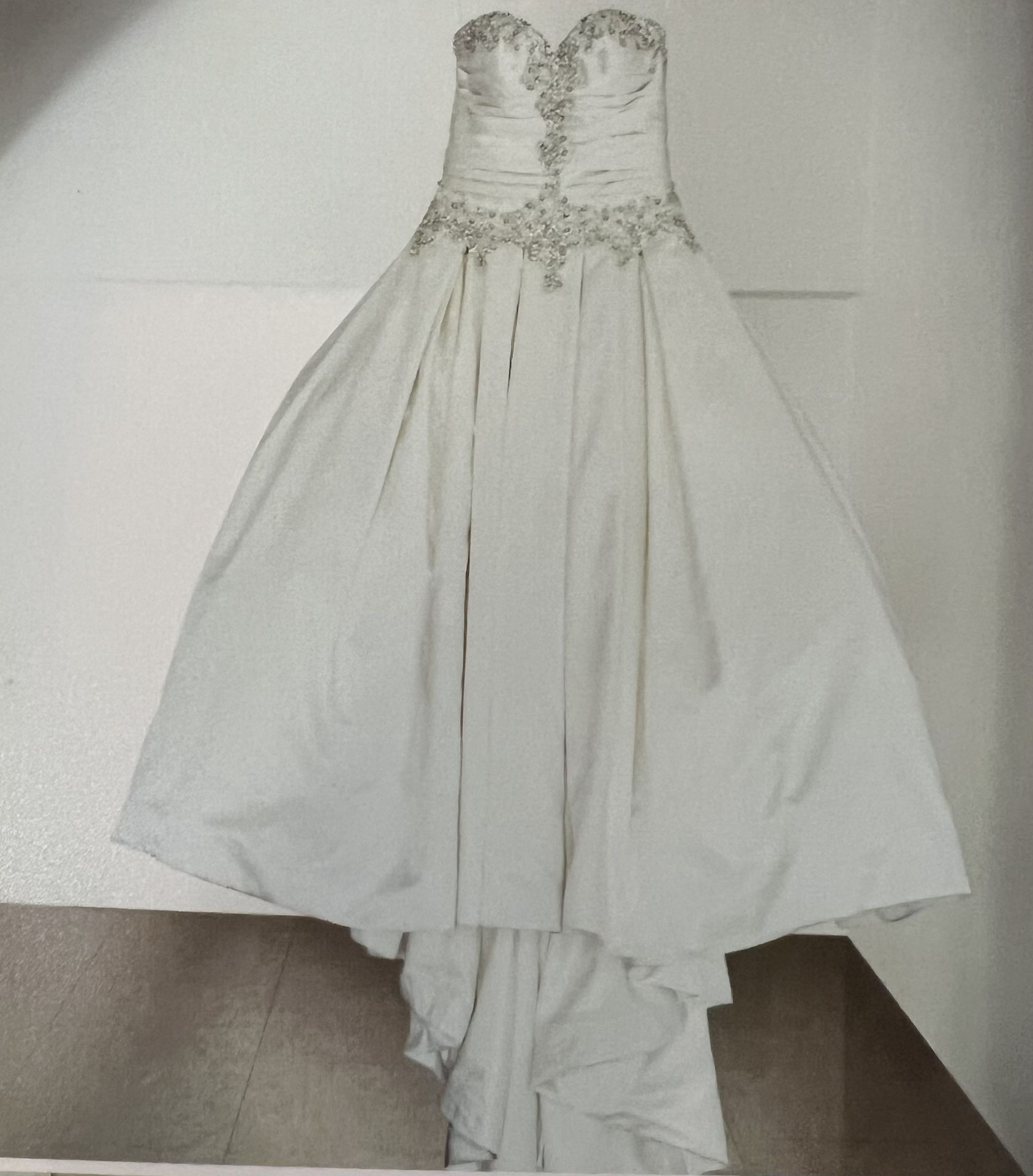 Strapless Corset Wedding Gown – Beaded, Preserved, Worn Once (Size 6–8)