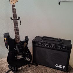 20th Anniversary Fender  Squier Strat Electric Guitar & Amp