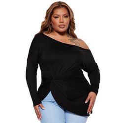 Size 2X Fashion Nova Off Shoulder Top - Black 