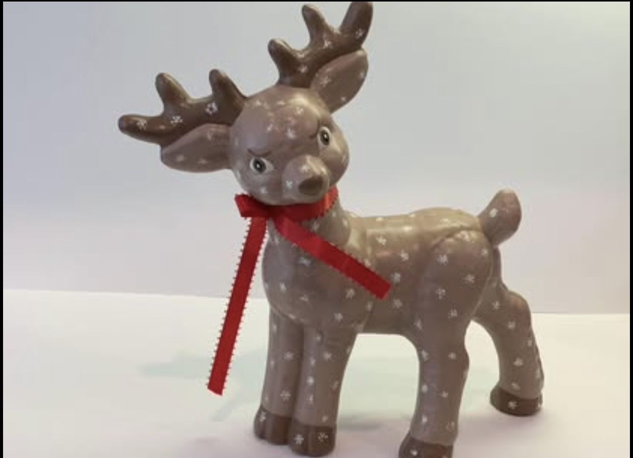 Reindeer, Vintage Kimple Ceramic Christmas Figurine Hand Painted, Vintage