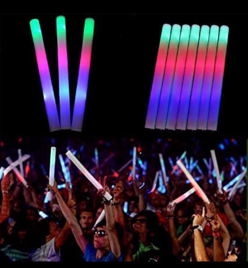 LED Light Up Foam Sticks , Color Changing Glow Party Supplies for Halloween, Raves, Concert, Wedding events