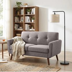 56" W Loveseat Sofa, Mid Century Modern Decor Love Seat Couches for Living Room, Button Tufted Upholstered Small Couch for Bedroom, Solid and Easy to 