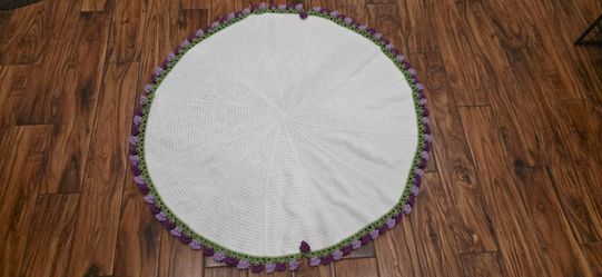 Handmade Crochet Purple Flower Bouquet Blanket
