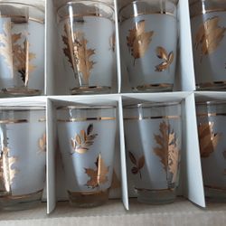 Glasses Gold Leaf Vintage Libby