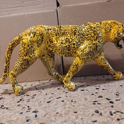 Yellow And Black Leopard Figurine Statue Brand New In The