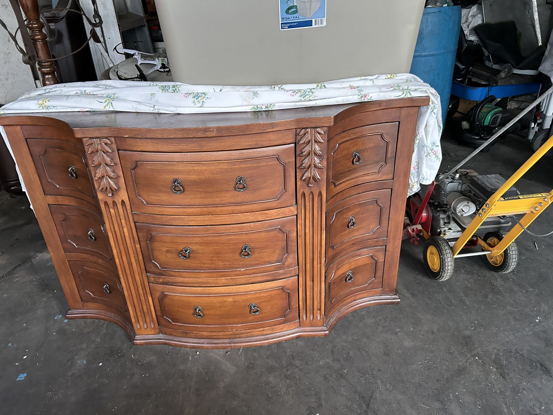 Beautiful Original Antique Maple Solid Wood 9 Drawer Dresser