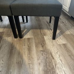 Black Kitchen Table With Gray Chairs (2)