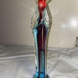 Vintage Sommerso Holding Candle Madonna Murano Venetian Art Glass Figurine