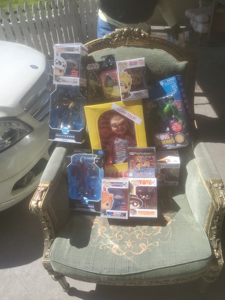 Assortment Of Collectables Like Chucky DC Batwoman Marvel Hulk,pop Ad Icon Hamburglar Pls More
