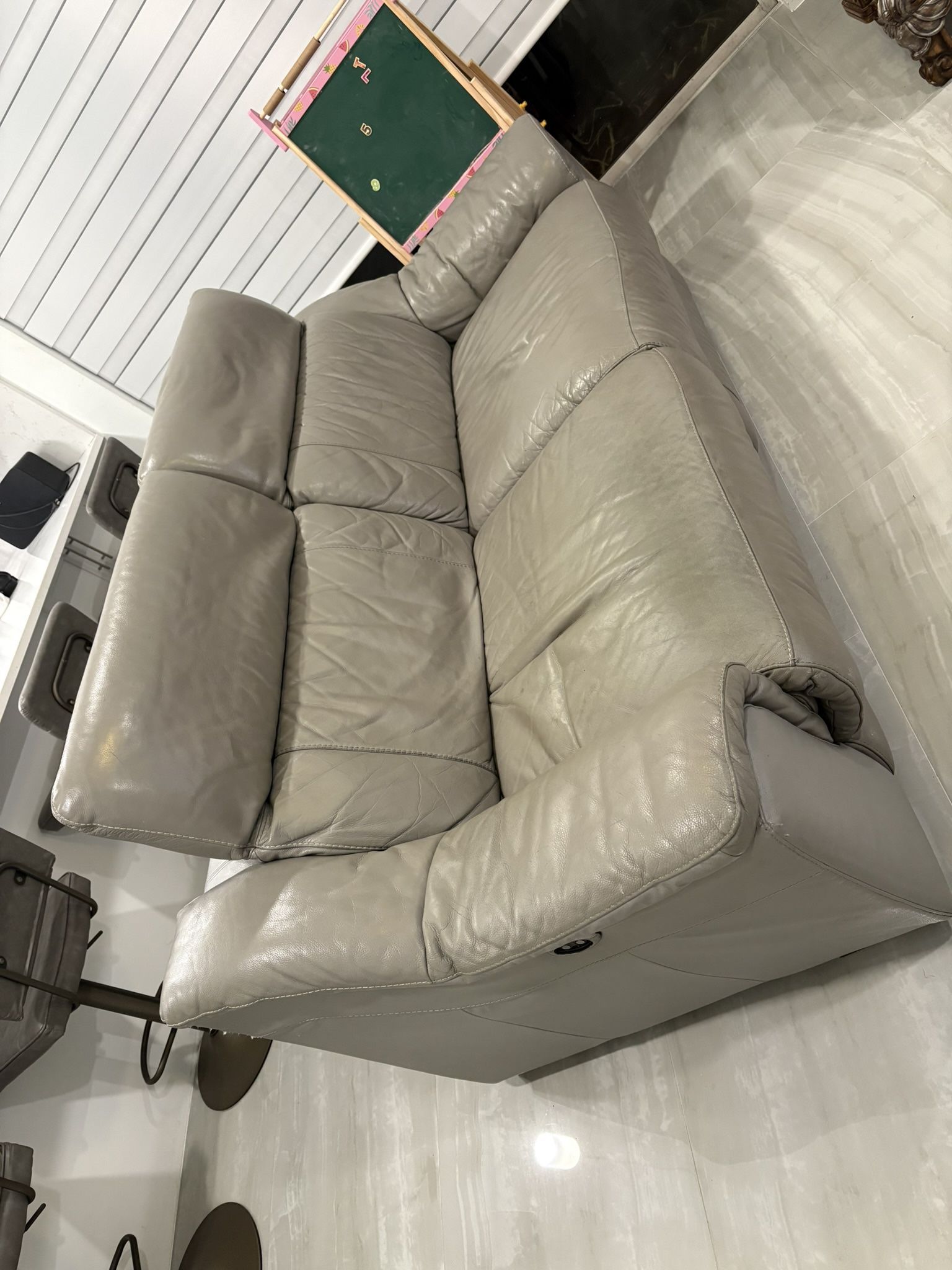 Leather Power recliner love seat