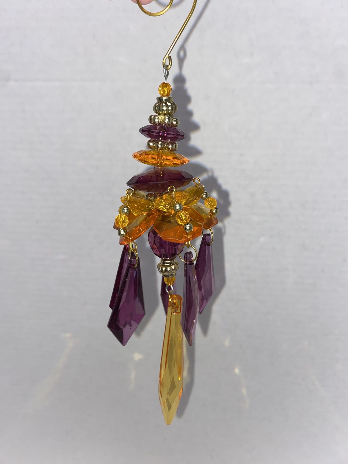 Purple Orange Gold Prism Gems Jewels Christmas Ornament Wind Chime Dangle Style 