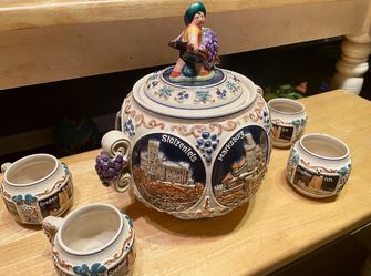 Vintage Gertz German Punch Or Cider Bowl And Cups