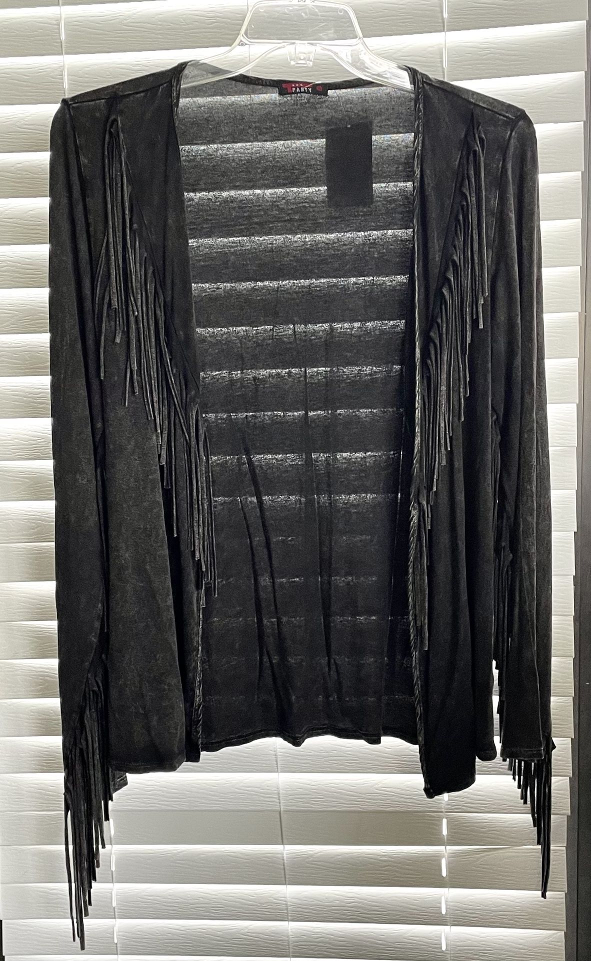 *NWT* T-Party Fringed Cardigan - Women’s Size S -Biker-Esque -Open Front -Gothic