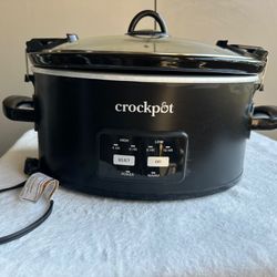 Crock-Pot 6qt Cook & Carry One Touch Programmable Slow Cooker Matte Black: Locking Lid