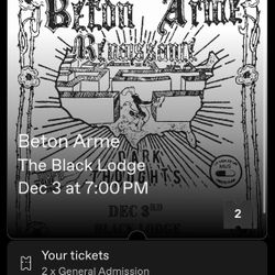 2 FREE TIX To See Beton Arme In Seattle 