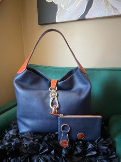 Dooney & Bourke Pebble Grain Logo Lock Shoulder Bag, Pouch And Key Chain🎀